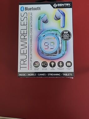 Sentry Bluetooth Wireless Earbuds with Blue-Green Charging Case
